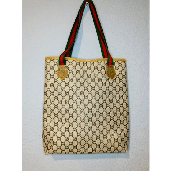Authentic Vintage GUCCI PLUS GG Pattern Shoulder Tote Bag PVC Leather Brown - Picture 14 of 16